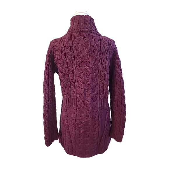 Kilronan Knitwear Ireland Merino Wool  Zip High Neck Maroon Sweater Sz S  NWOT - Picture 3 of 14
